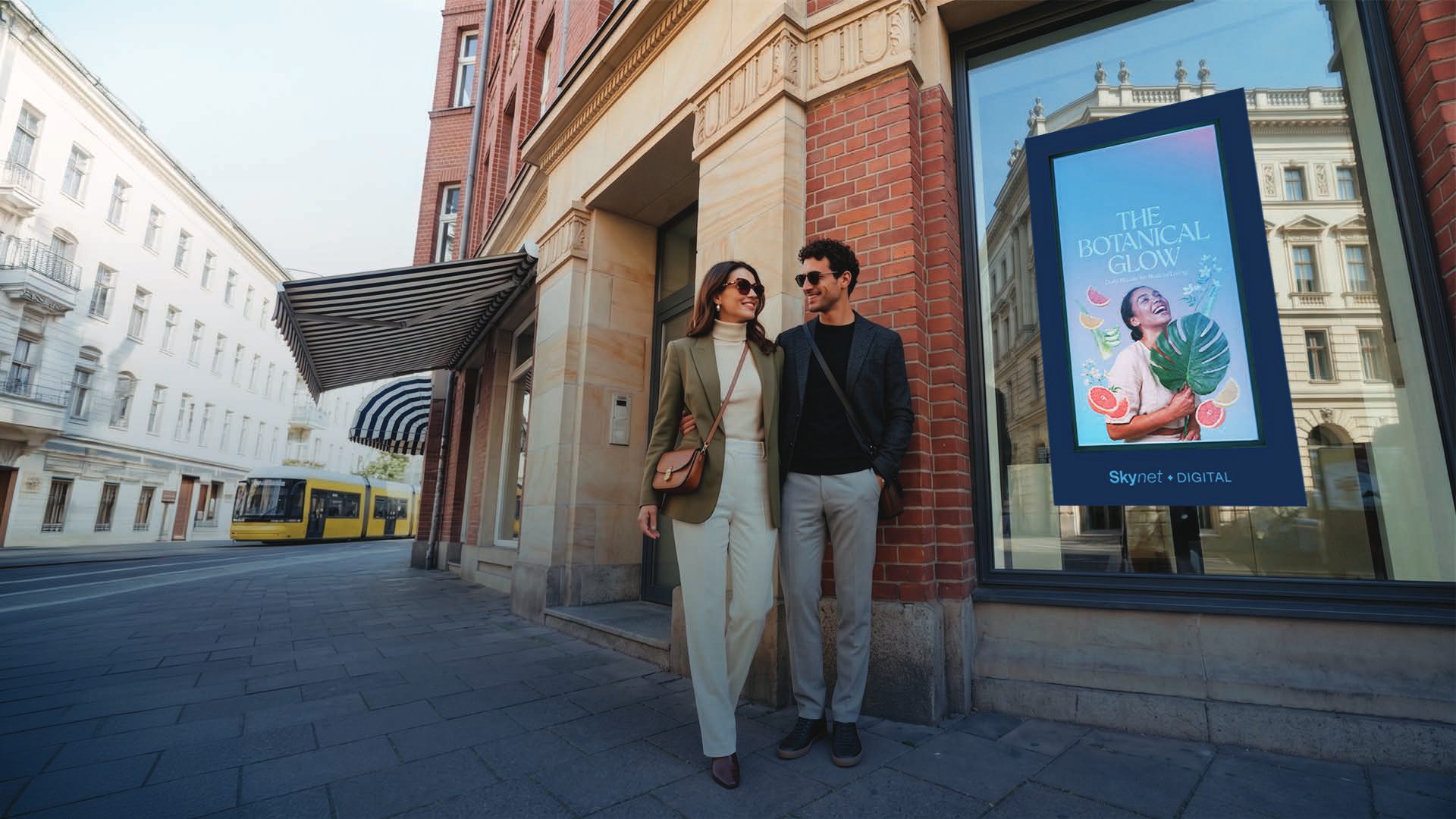 Urban Screen – digitale Plakatwerbung im Schaufenster im Berliner Stadtbild (DOOH Berlin)